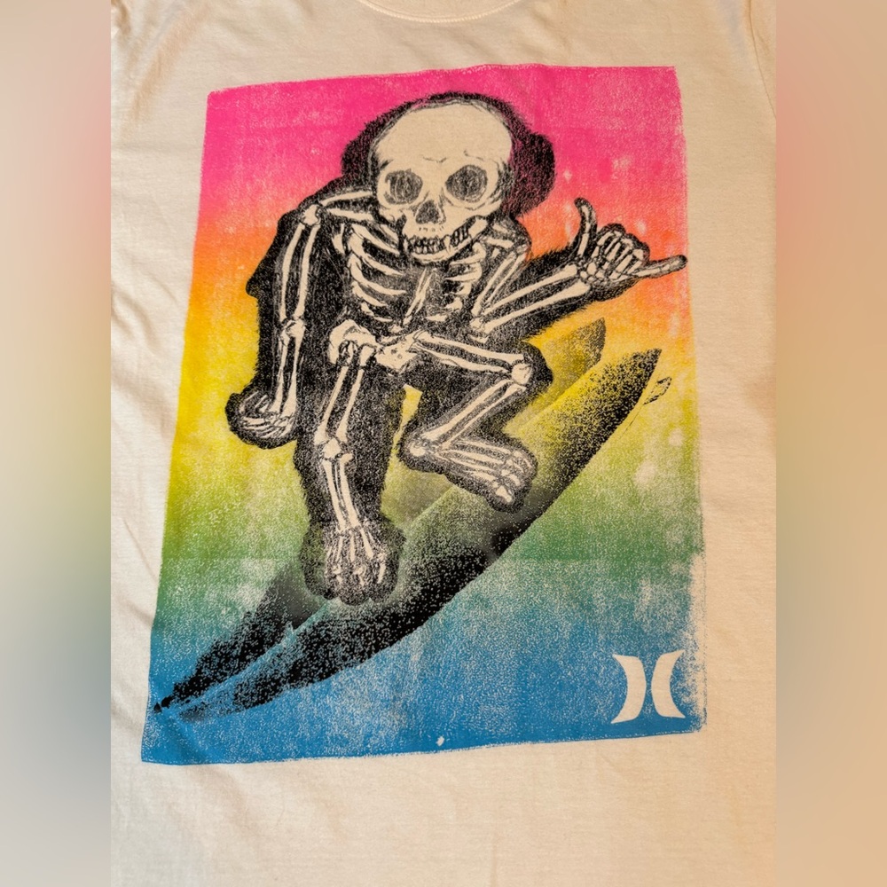 Hurley Multicolor Skeleton Surfer Tee Size Large - Picture 4 of 7
